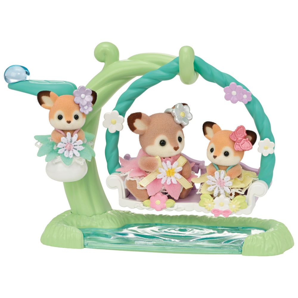 Calico Critter Deer Babies -Floral Swing Set