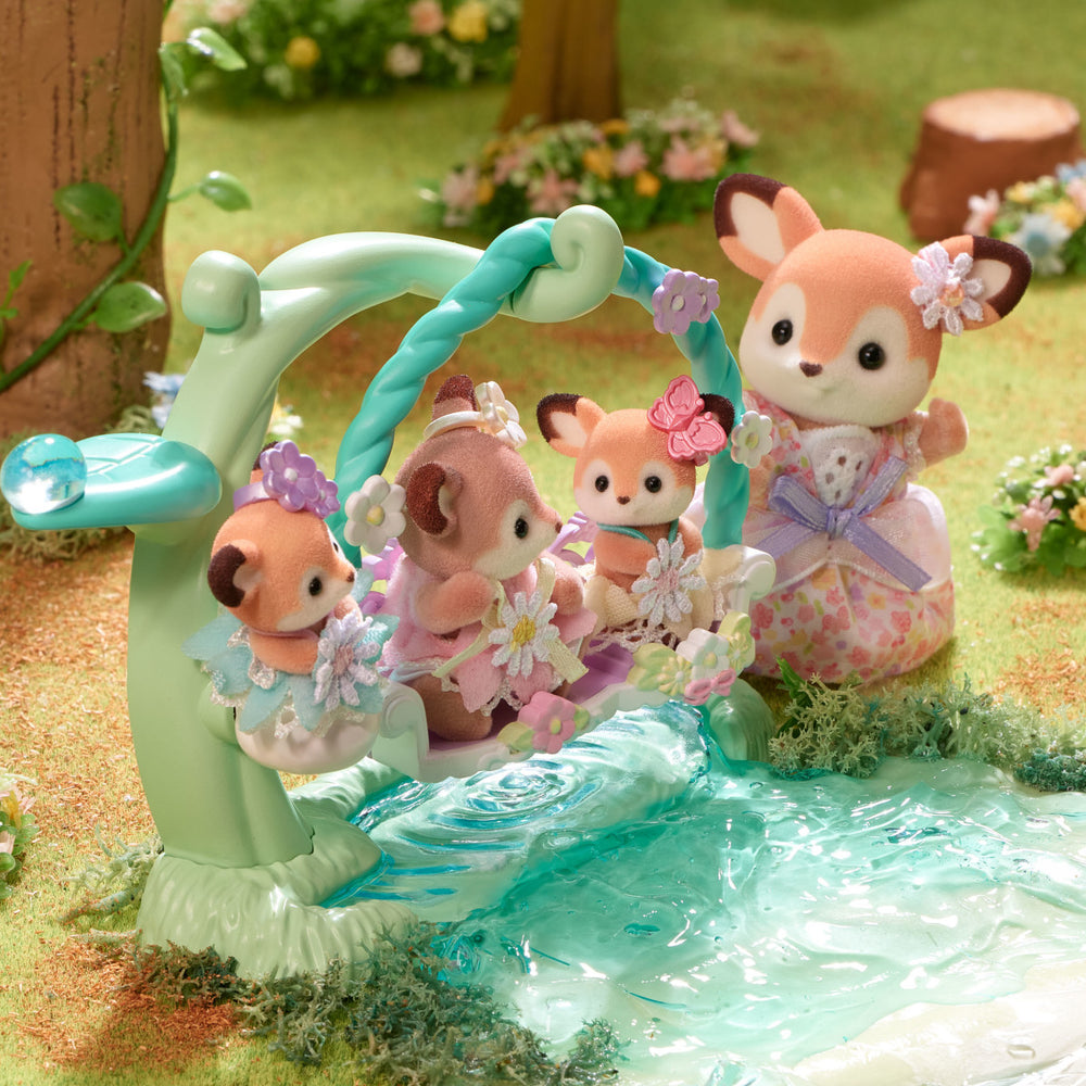 Calico Critter Deer Babies -Floral Swing Set