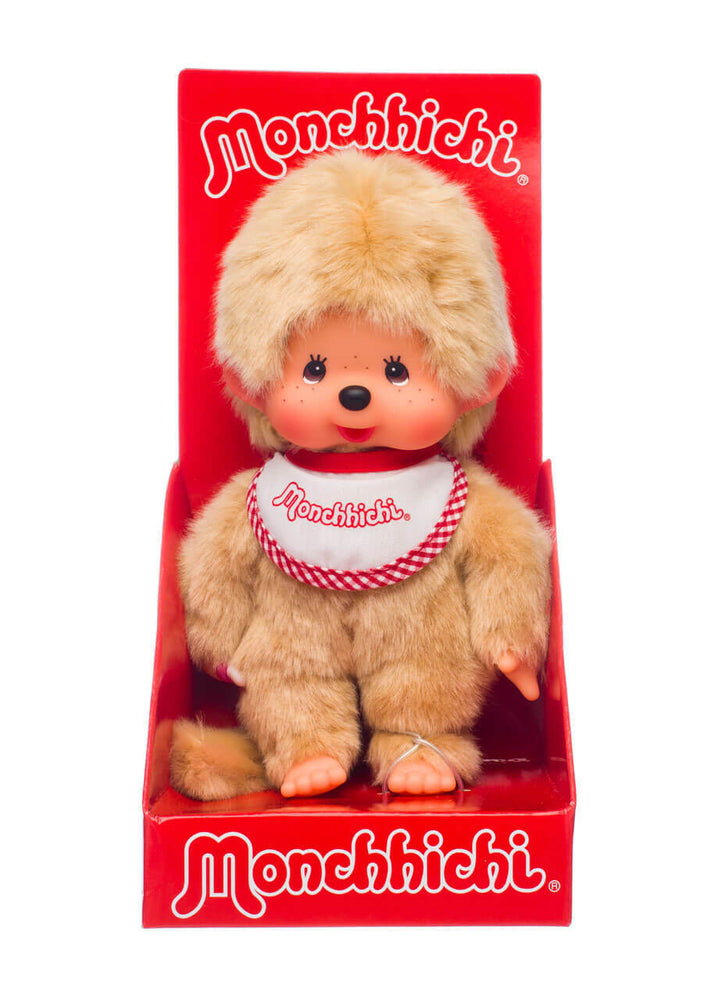 Monchhichi Beige Boy With Bib - Red/White