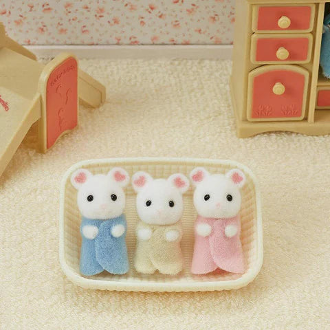 Calico Critters Marshmallow Mouse Triplets Figure Set